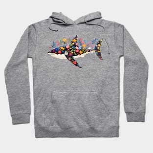 Abstract Floral Shark Silhouette Hoodie